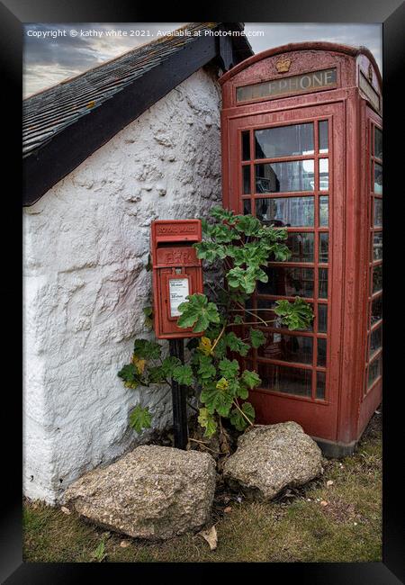 Classic British red telephone box, t.Ives Cornwall, Framed Print by kathy white