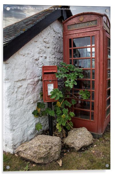 Classic British red telephone box, t.Ives Cornwall, Acrylic by kathy white