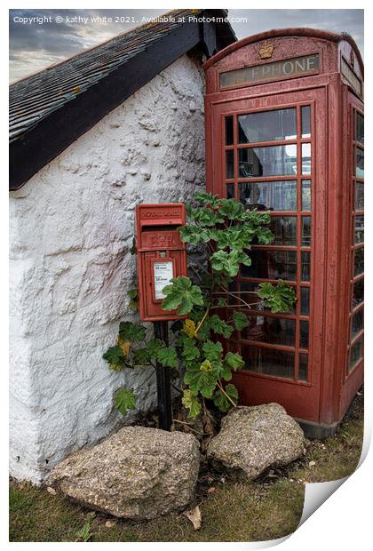 Classic British red telephone box, t.Ives Cornwall, Print by kathy white