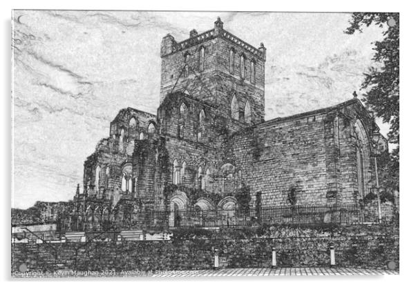 Jedburgh Abbey (Digital Art Greyscale) Acrylic by Kevin Maughan