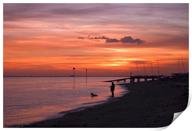 A Serene Sunset at Westcliffs Seaside Print by Peter Bolton