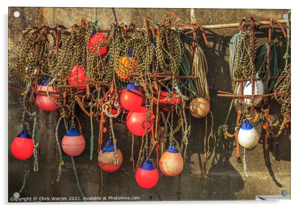 Fishing nets and bouys at Sheringham Norfolk Acrylic by Chris Warren