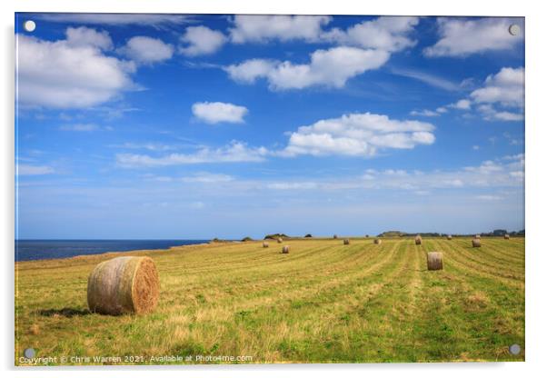 Hay bales field Weybourne Norfolk Acrylic by Chris Warren