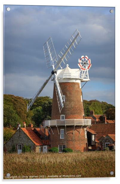 Windmill at Cley Next The Sea Norfolk Acrylic by Chris Warren