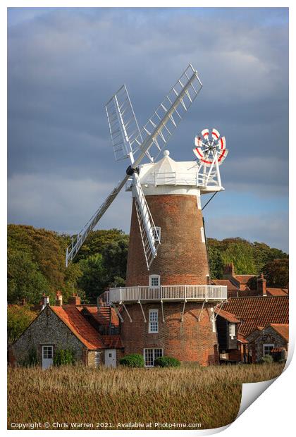 Windmill at Cley Next The Sea Norfolk Print by Chris Warren