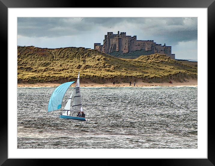 Sailing Boat On The Water Near Bamburgh Castle Framed Mounted Print by Kevin Maughan