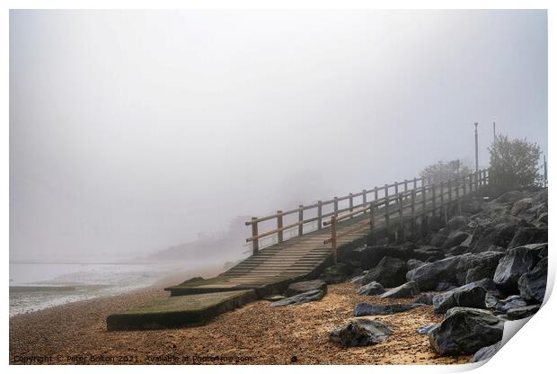 Beach ramp on a misty morning at East Beach, Shoeb Print by Peter Bolton