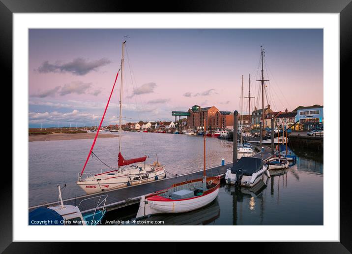 Boats moored at Wells-next-the-Sea Norfolk Framed Mounted Print by Chris Warren