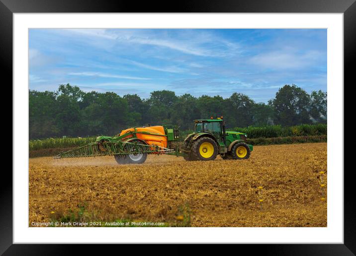 Crop Spraying fields in Hampshire Framed Mounted Print by Mark Draper