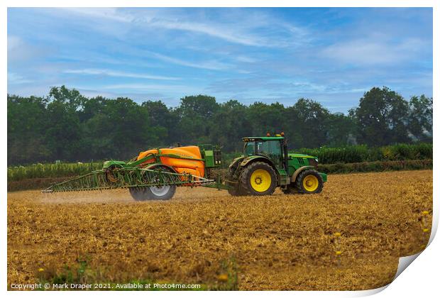 Crop Spraying fields in Hampshire Print by Mark Draper
