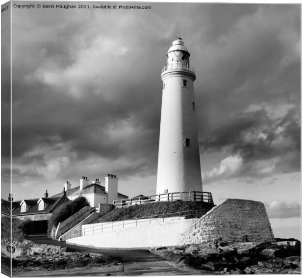 Majestic Monochrome Lighthouse Canvas Print by Kevin Maughan