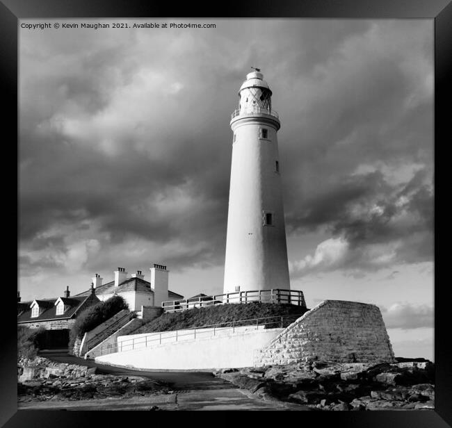 Majestic Monochrome Lighthouse Framed Print by Kevin Maughan