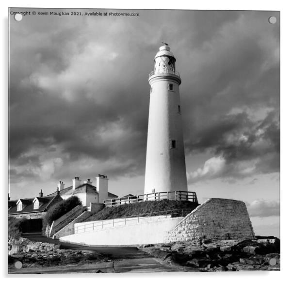 Majestic Monochrome Lighthouse Acrylic by Kevin Maughan