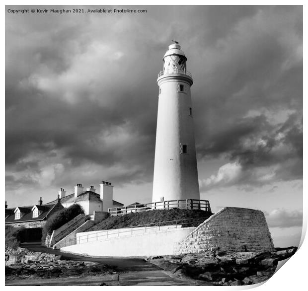 Majestic Monochrome Lighthouse Print by Kevin Maughan