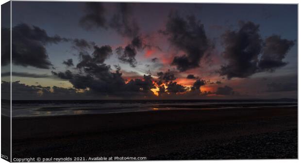 Sker Beach sunset Canvas Print by paul reynolds