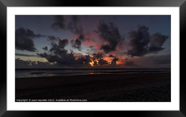 Sker Beach sunset Framed Mounted Print by paul reynolds