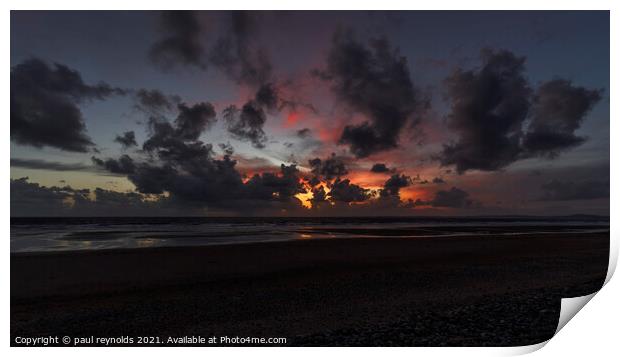 Sker Beach sunset Print by paul reynolds