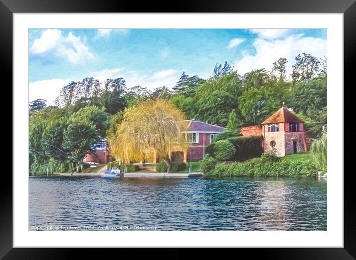 The Riverside at Caversham Framed Mounted Print by Ian Lewis