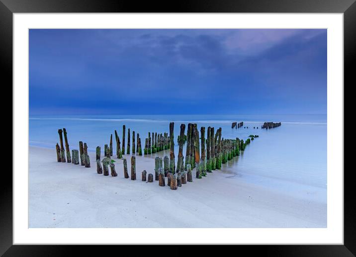 Old Wooden Groyne on Sylt, Germany Framed Mounted Print by Arterra 