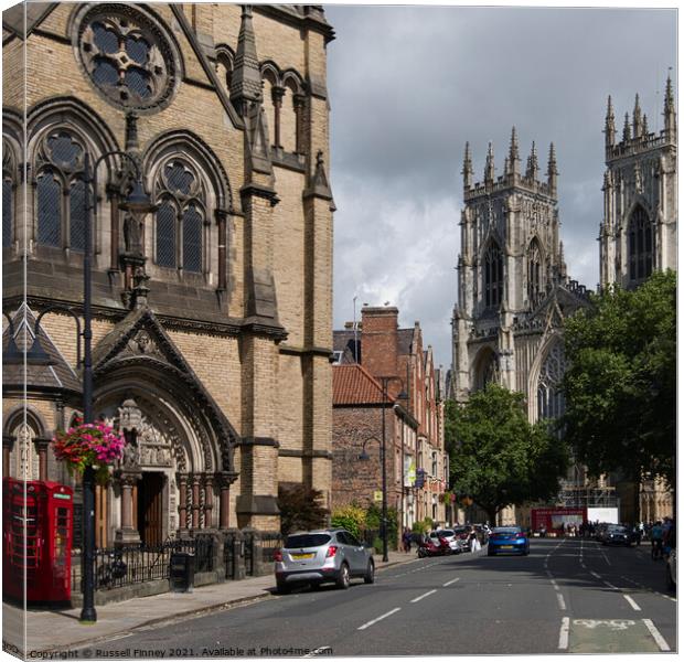 York Minster Cathedral in Britain Canvas Print by Russell Finney