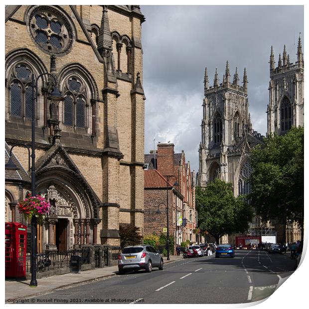 York Minster Cathedral in Britain Print by Russell Finney