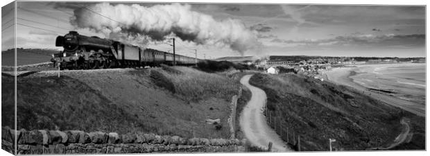 The Flying Scotsman heading south from Berwick  Canvas Print by Jim Gibson