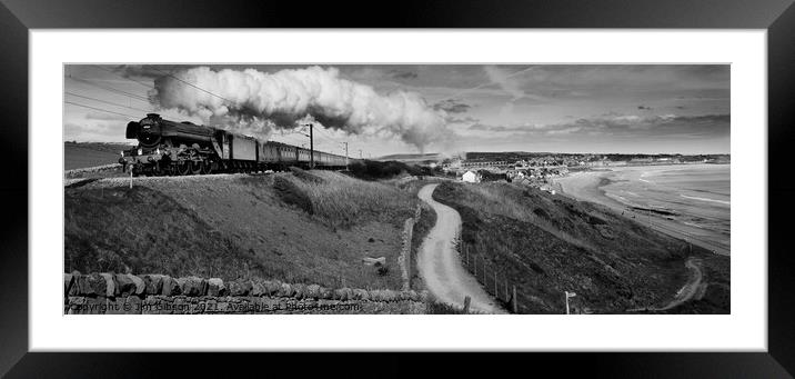 The Flying Scotsman heading south from Berwick  Framed Mounted Print by Jim Gibson