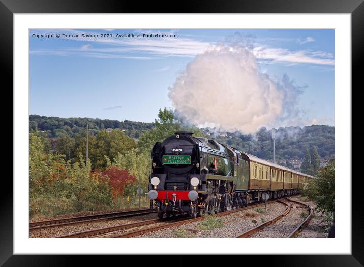 Clan line steam train with exhaust leaving Bath Spa Framed Mounted Print by Duncan Savidge