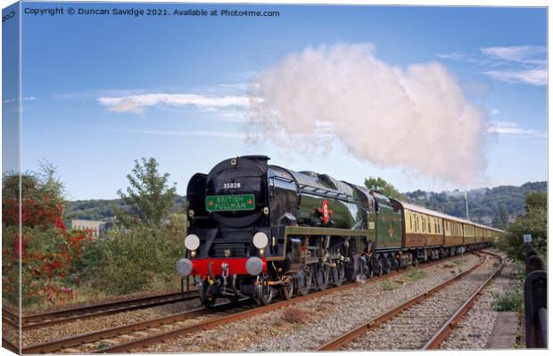 Clan line steam train with exhaust leaving Bath Spa Canvas Print by Duncan Savidge