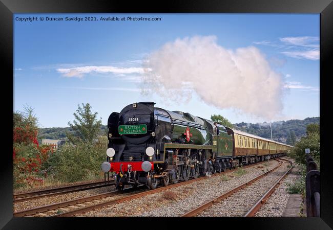 Clan line steam train with exhaust leaving Bath Spa Framed Print by Duncan Savidge