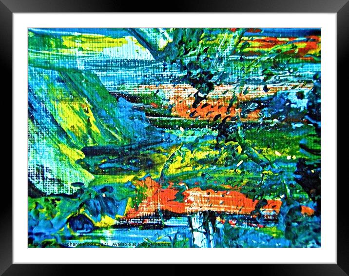 Abstract in green, blue and orange Framed Mounted Print by Stephanie Moore