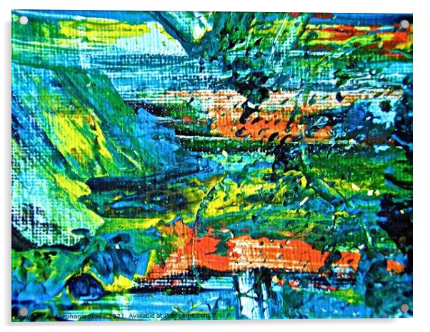 Abstract in green, blue and orange Acrylic by Stephanie Moore