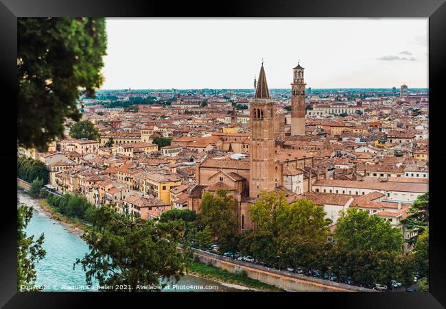 Panoramic from the top of the Castle of Verona, with a view of t Framed Print by Joaquin Corbalan