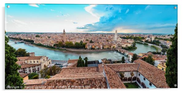 Panoramic from the top of the Castle of Verona, with a view of t Acrylic by Joaquin Corbalan