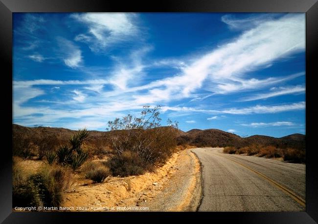 Joshua Tree National Park desert road Framed Print by Martin Baroch