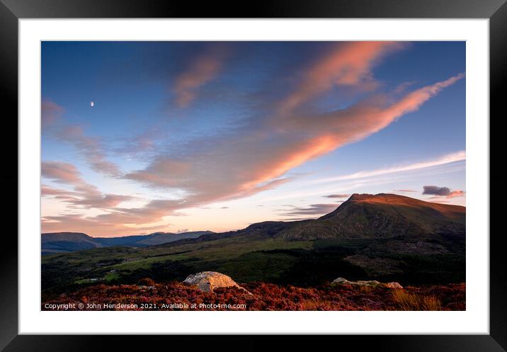 Moel Siabod. Snowdonia sunset. Framed Mounted Print by John Henderson