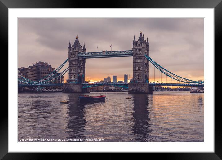 Tower Bridge and the River Thames at sunrise Framed Mounted Print by Milton Cogheil
