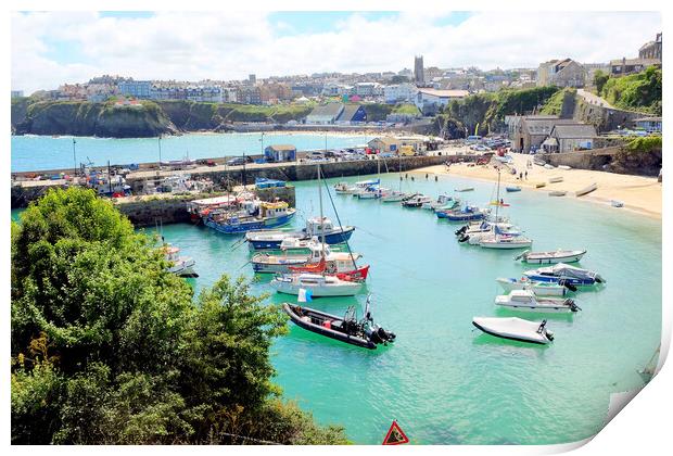 Newquay harbour, Cornwall. Print by john hill