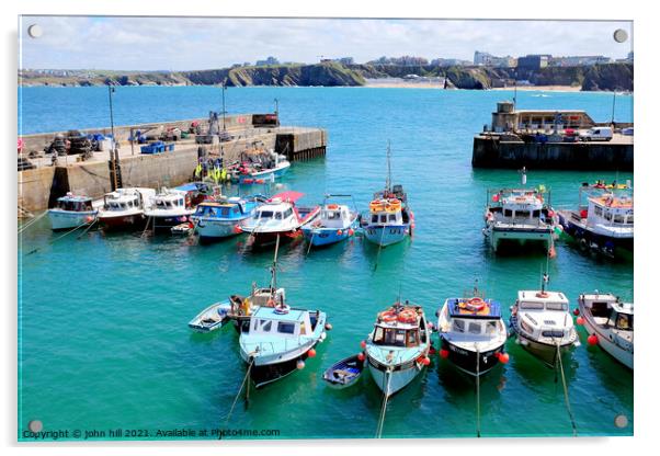 Newquay harbour mouth, Cornwall. Acrylic by john hill