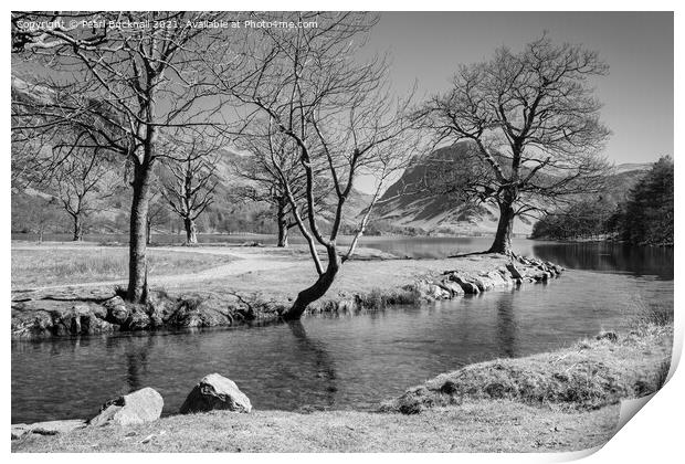 Buttermere Lake District Black and White Print by Pearl Bucknall