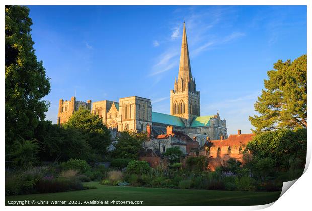  Chichester Cathedral Chichester West Sussex Engla Print by Chris Warren