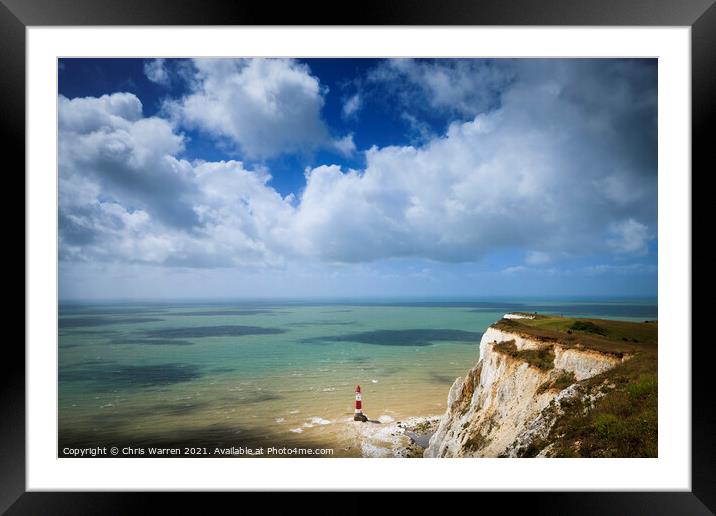 Lighthouse and cliffs Beachy Head East Sussex  Framed Mounted Print by Chris Warren