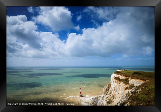 Lighthouse and cliffs Beachy Head East Sussex  Framed Print by Chris Warren