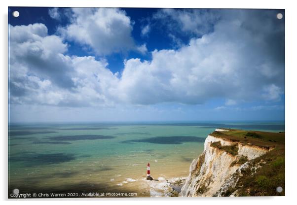 Lighthouse and cliffs Beachy Head East Sussex  Acrylic by Chris Warren
