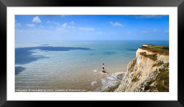 Lighthouse and cliffs Beachy Head East Sussex  Framed Mounted Print by Chris Warren