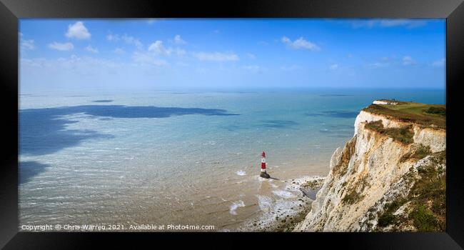 Lighthouse and cliffs Beachy Head East Sussex  Framed Print by Chris Warren