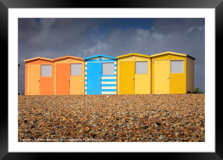 colourful beach huts Seaford East Sussex England Framed Mounted Print by Chris Warren