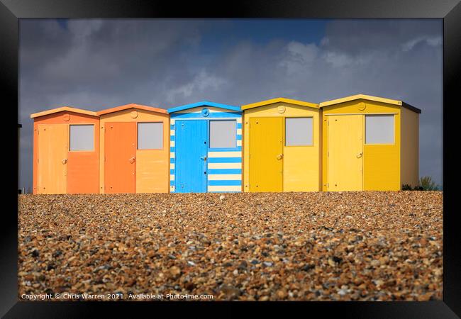 colourful beach huts Seaford East Sussex England Framed Print by Chris Warren