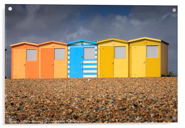 colourful beach huts Seaford East Sussex England Acrylic by Chris Warren