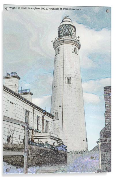 St Marys Lighthouse On St Marys Island (Digital Art) Acrylic by Kevin Maughan